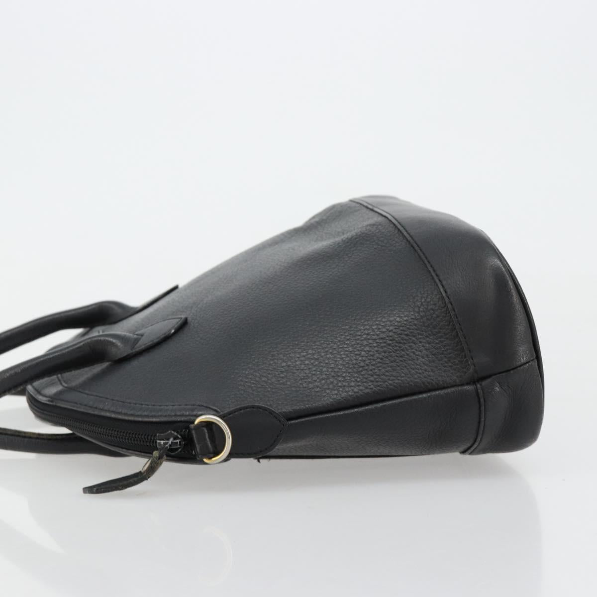 Burberrys Hand Bag Leather Gold Black Auth am11764