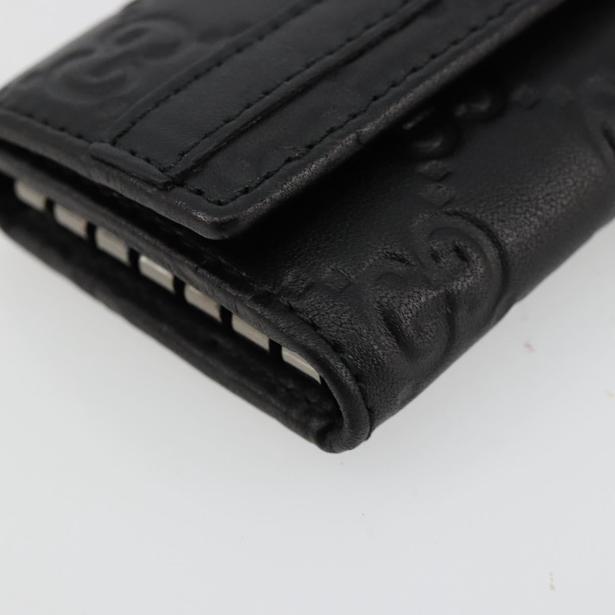 GUCCI Guccissima GG Canvas Key Case Leather Black 237509 Auth am11767V