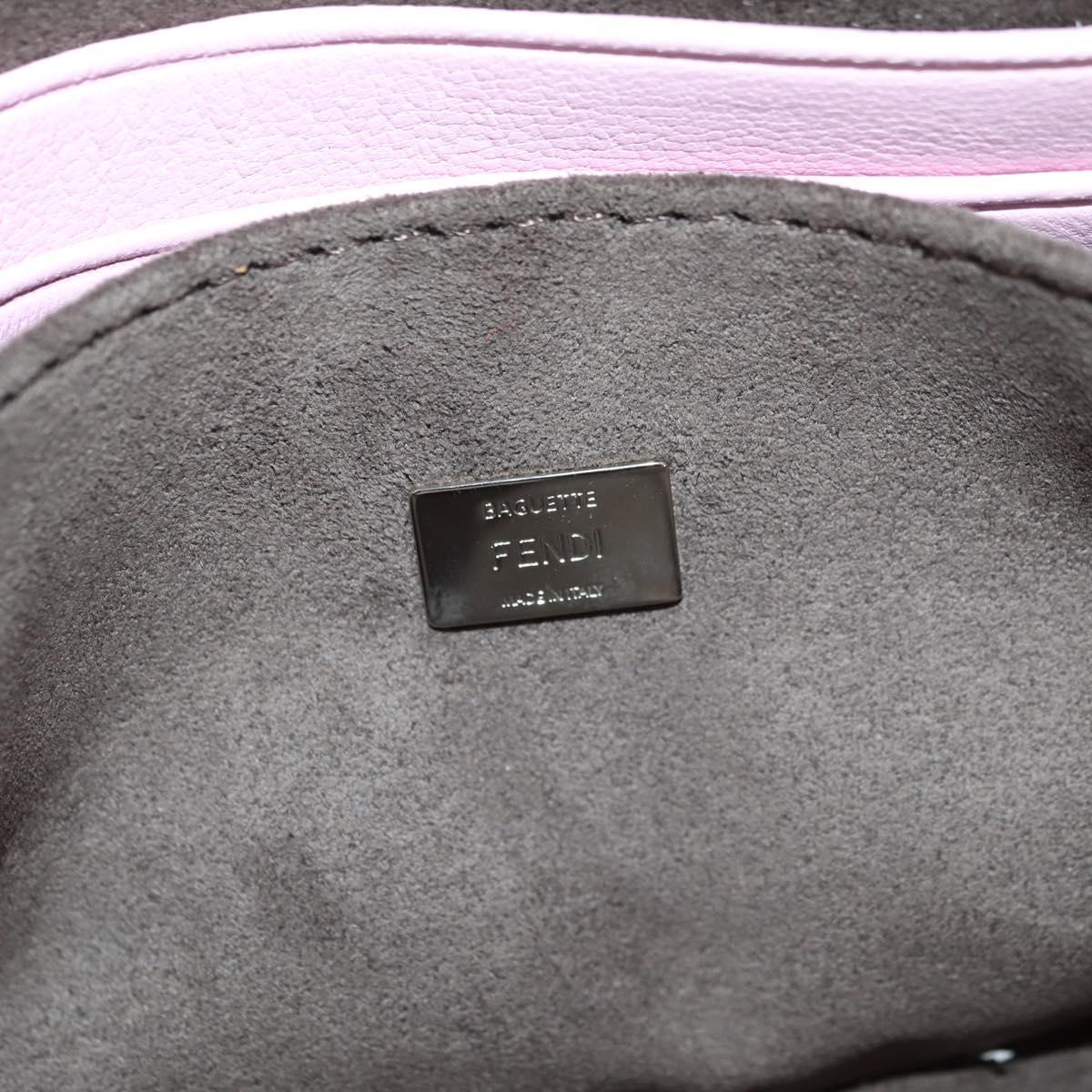 FENDI Monster Micro Bucket Shoulder Bag Leather Pink Silver Auth am11769M