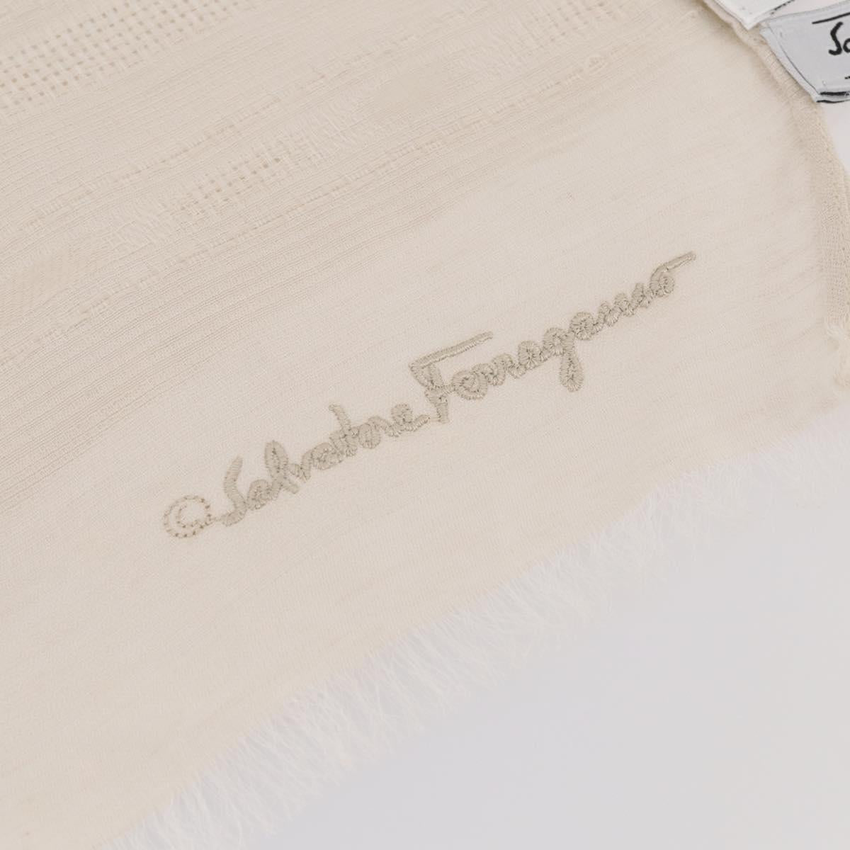 ETRO Ferragamo Stole Silk Wool Linen 2 Set Gray Ivory Auth am11770