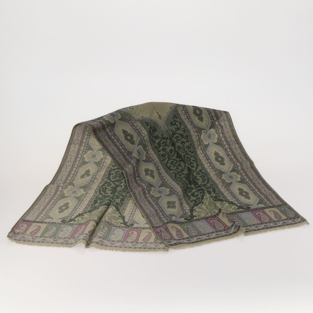 ETRO Scarf Silk Wool 3 Set Brown Blue Green Auth am11771