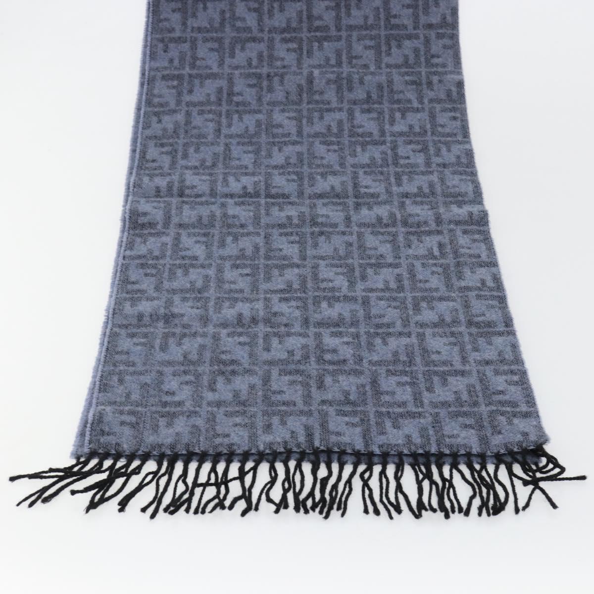 FENDI Zucca Scarf Wool Blue Auth am11772A