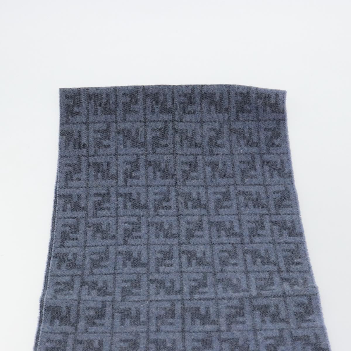 FENDI Zucca Scarf Wool Blue Auth am11772A