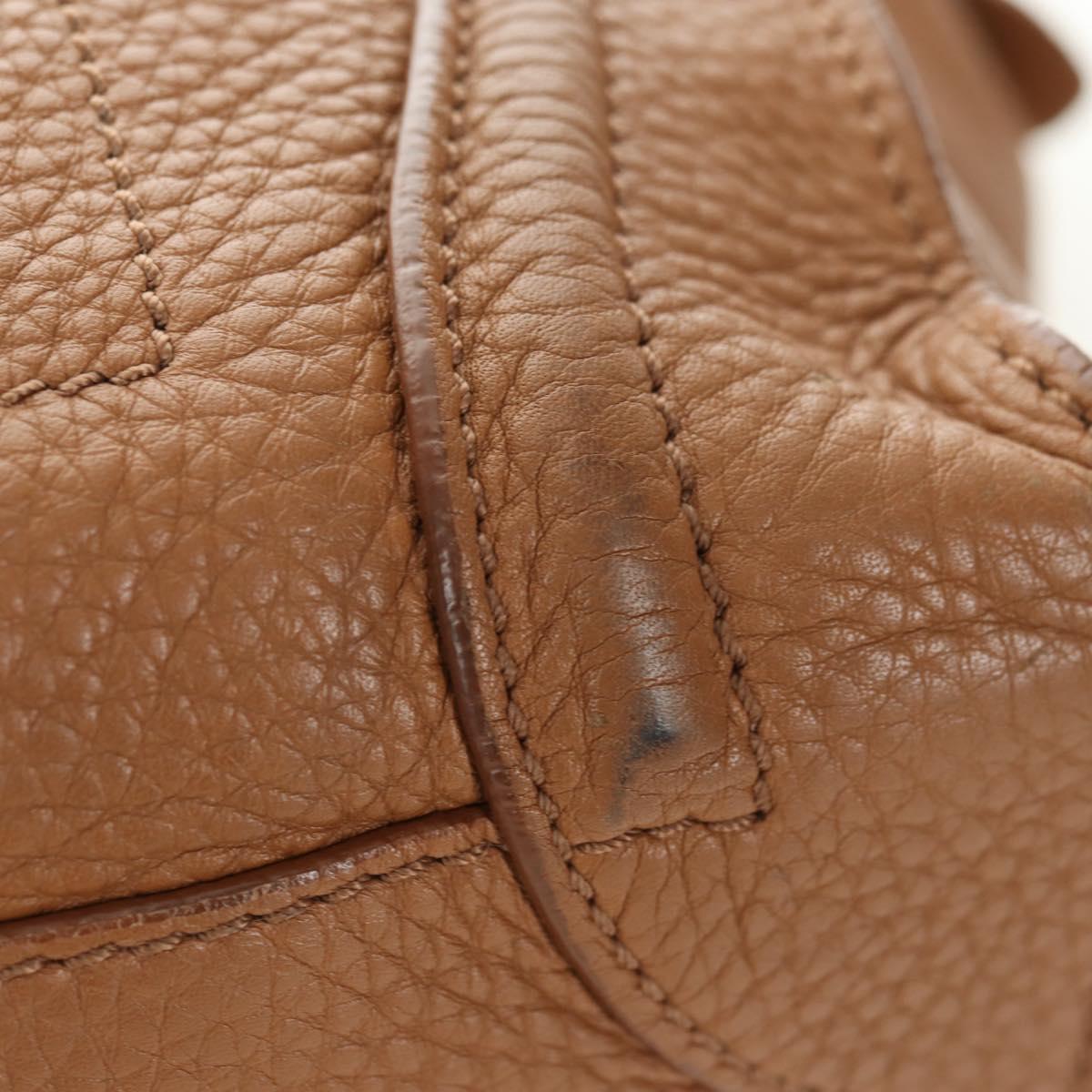 CELINE Luggage Micro Shopper Hand Bag Leather Beige Gold Auth am11775V