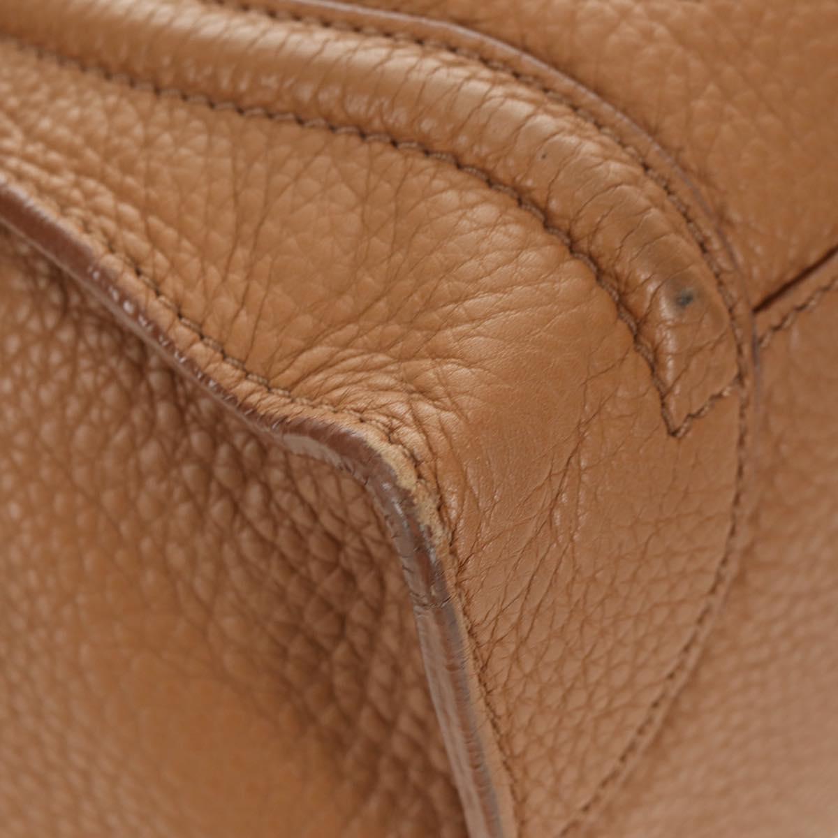 CELINE Luggage Micro Shopper Hand Bag Leather Beige Gold Auth am11775V