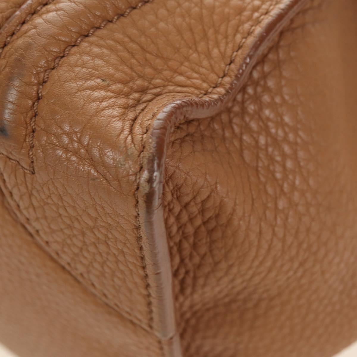 CELINE Luggage Micro Shopper Hand Bag Leather Beige Gold Auth am11775V