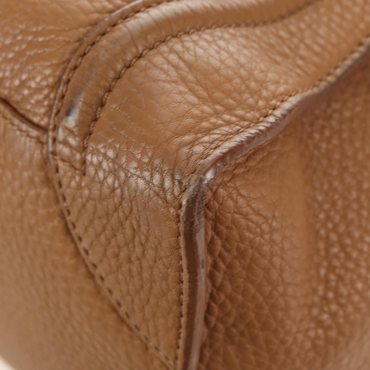 CELINE Luggage Micro Shopper Hand Bag Leather Beige Gold Auth am11775V