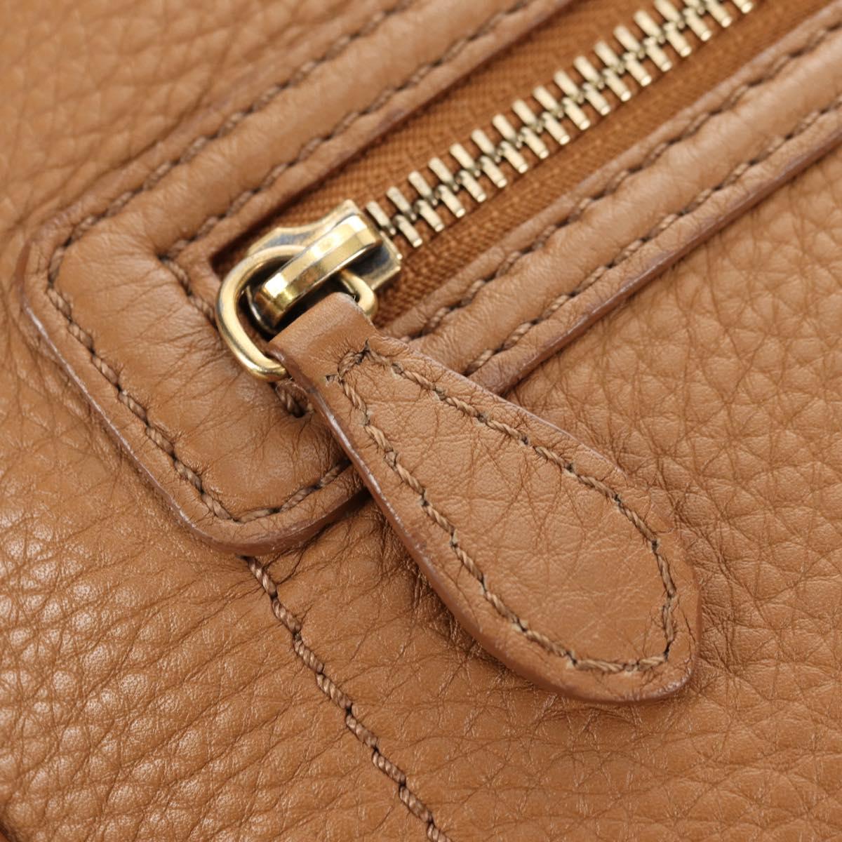 CELINE Luggage Micro Shopper Hand Bag Leather Beige Gold Auth am11775V