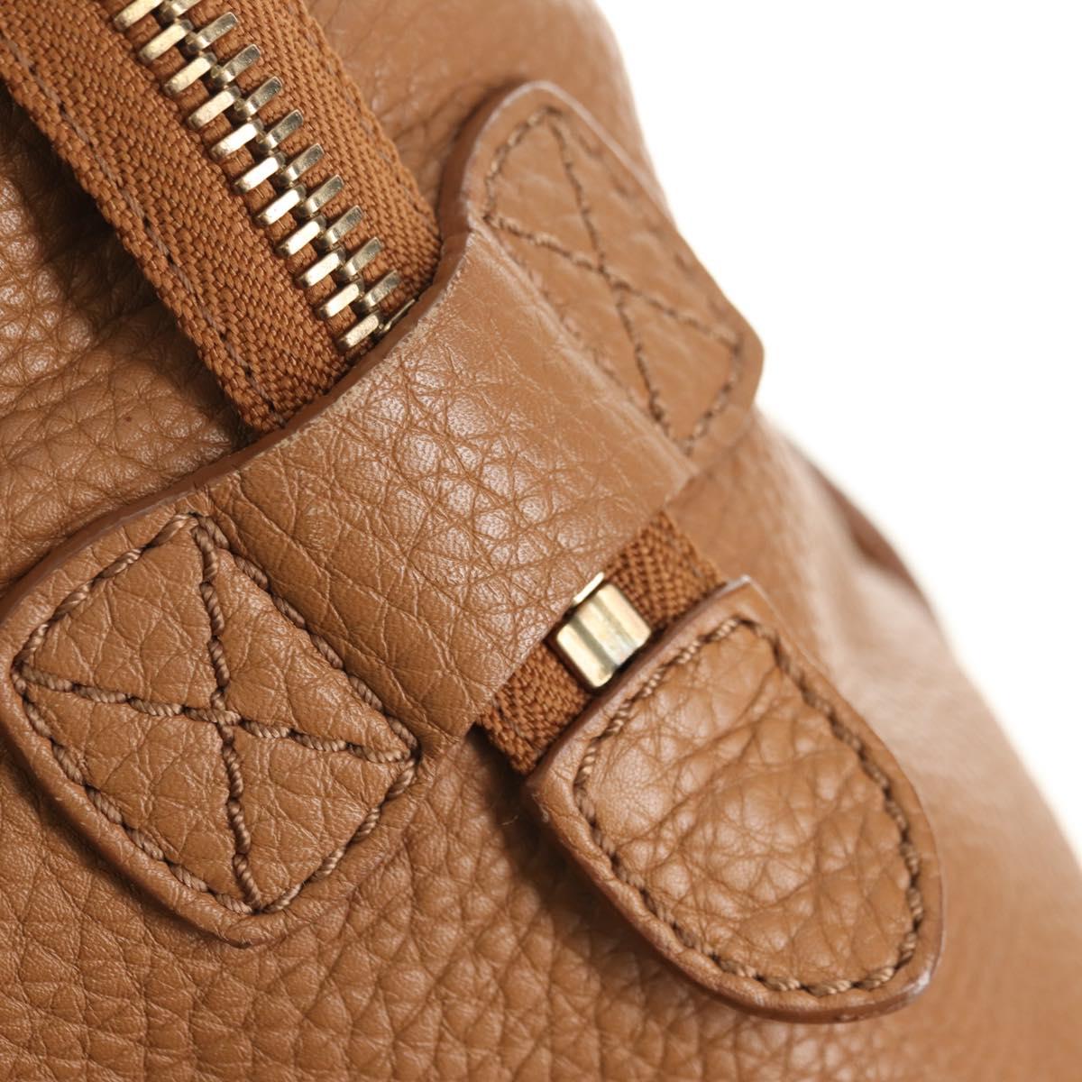 CELINE Luggage Micro Shopper Hand Bag Leather Beige Gold Auth am11775V