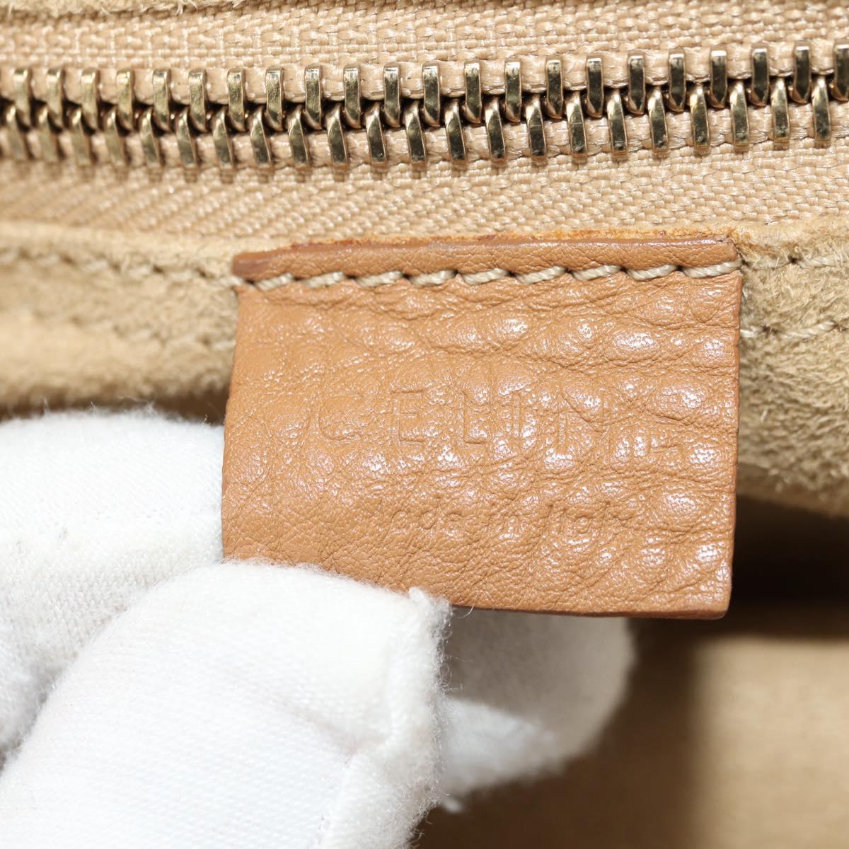 CELINE Luggage Micro Shopper Hand Bag Leather Beige Gold Auth am11775V