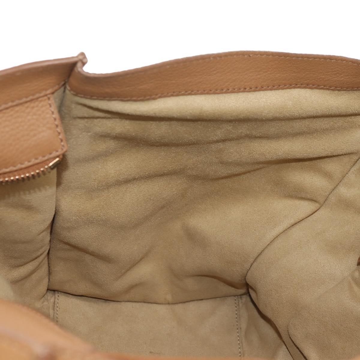 CELINE Luggage Micro Shopper Hand Bag Leather Beige Gold Auth am11775V