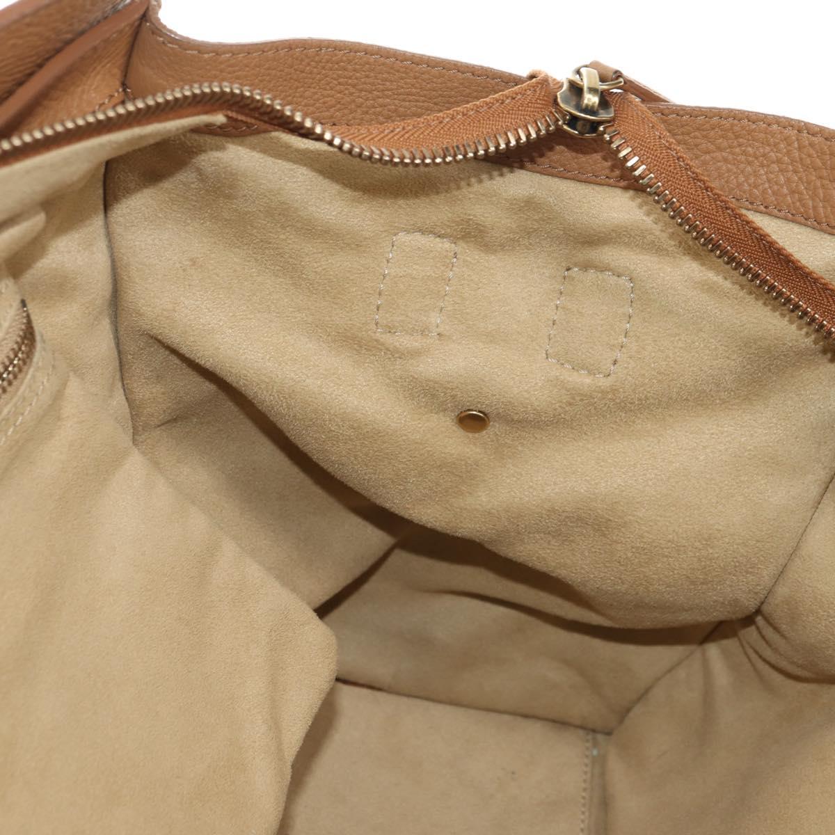 CELINE Luggage Micro Shopper Hand Bag Leather Beige Gold Auth am11775V