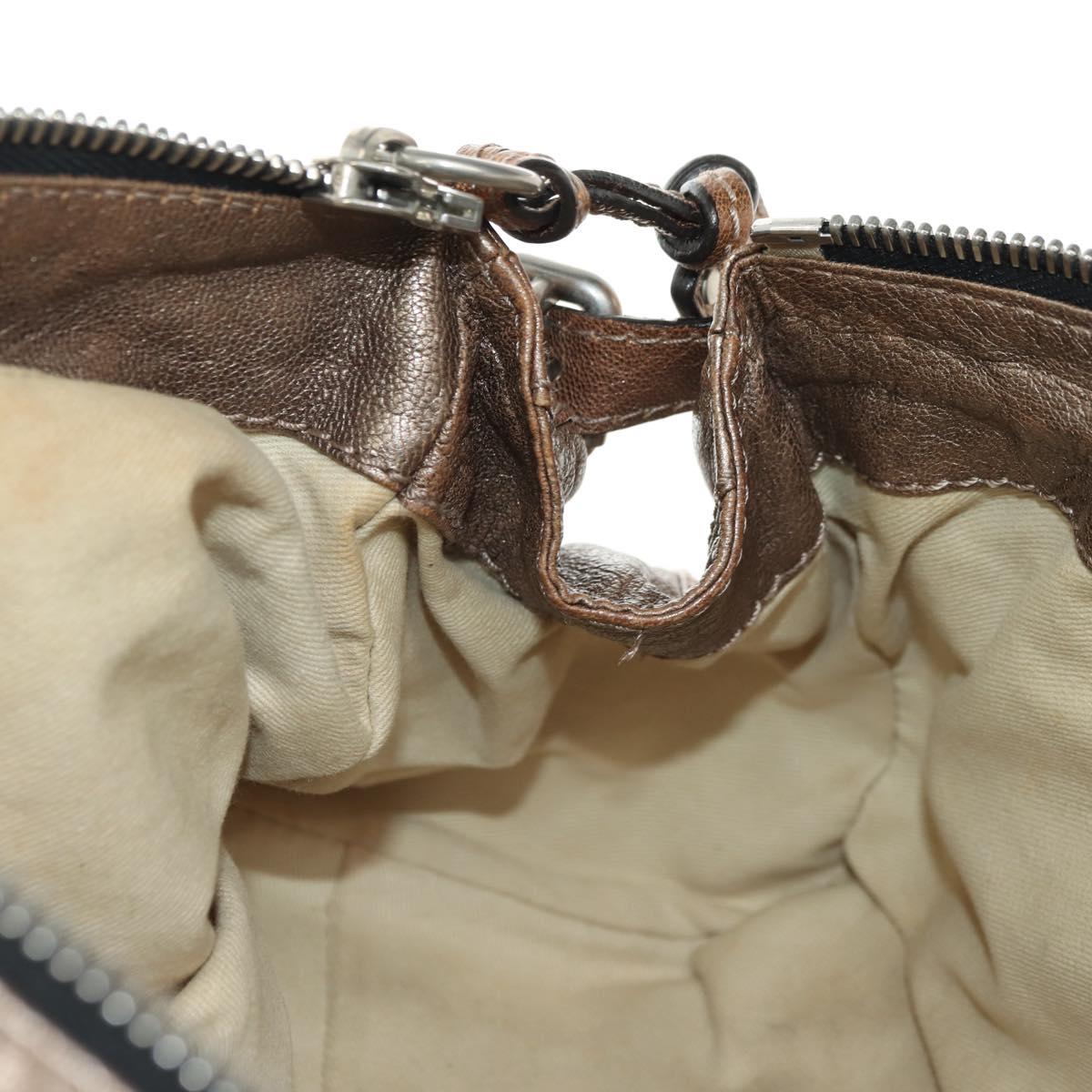 Chloe Paddington Hand Bag Leather Champagne Gold Silver Auth am11777A