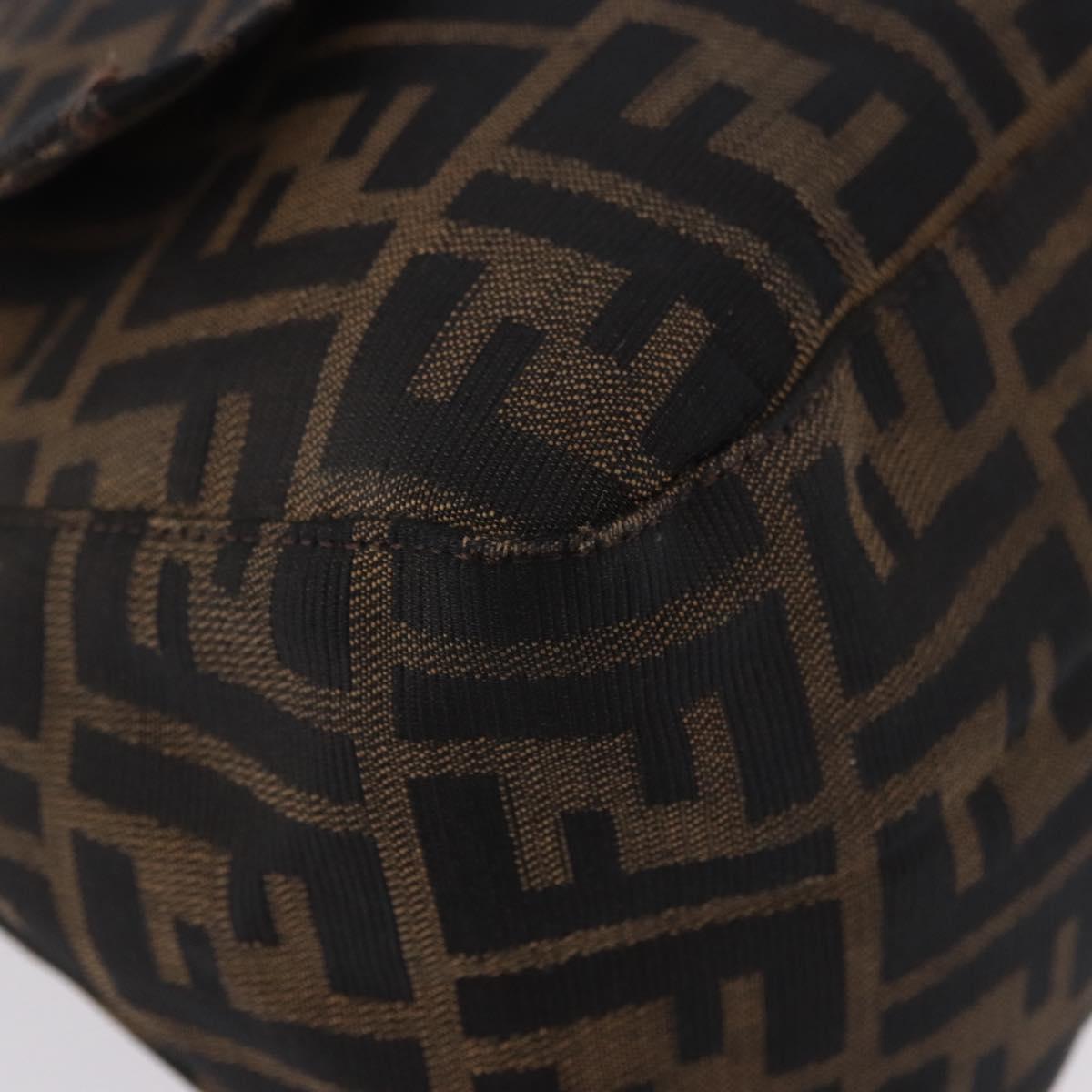 FENDI Zucca Canvas Mamma Baguette Shoulder Bag Black Brown Auth am11778V