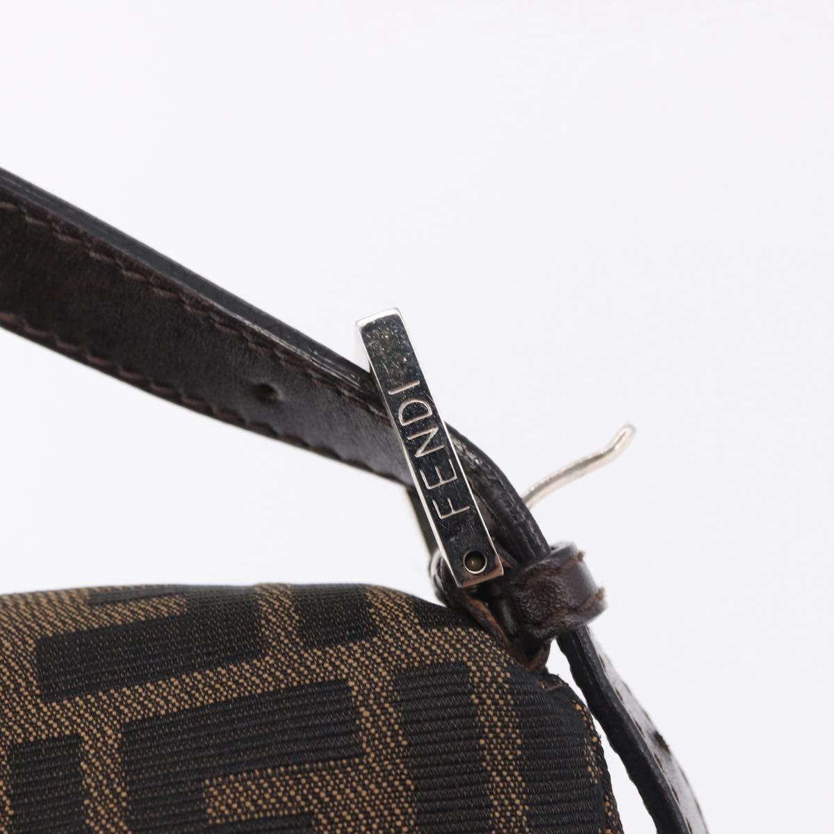 FENDI Zucca Canvas Mamma Baguette Shoulder Bag Black Brown Auth am11778V