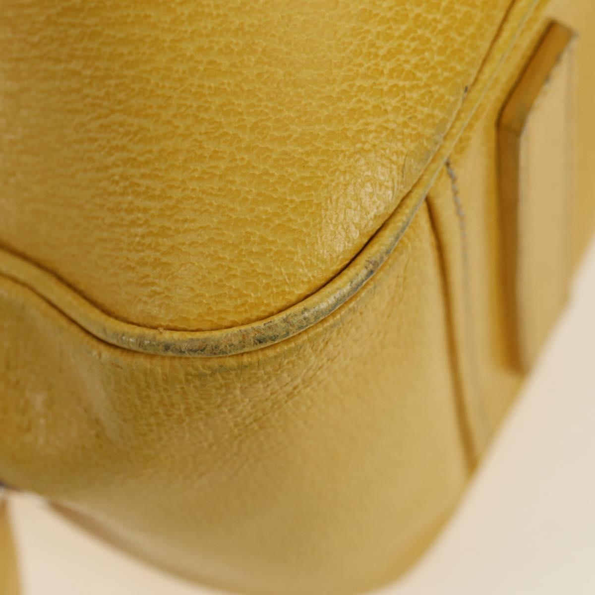 PRADA Hand Bag Canvas Leather Beige Yellow Silver Auth am11779V
