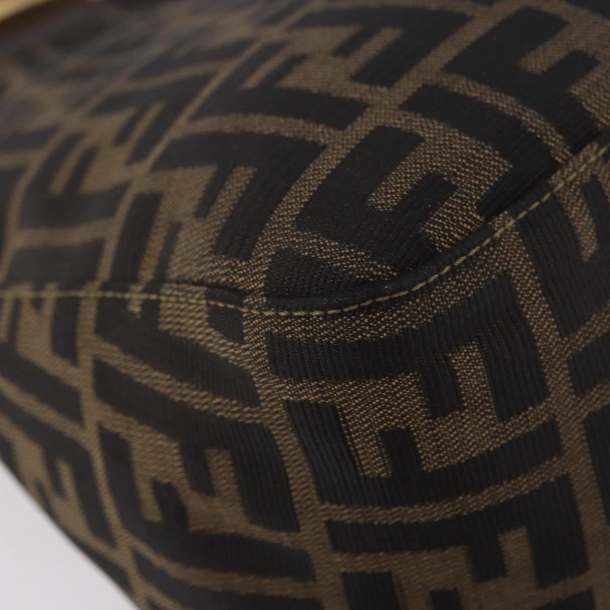 FENDI Zucca Canvas Mamma Baguette Shoulder Bag Black Brown gold Auth am11782V