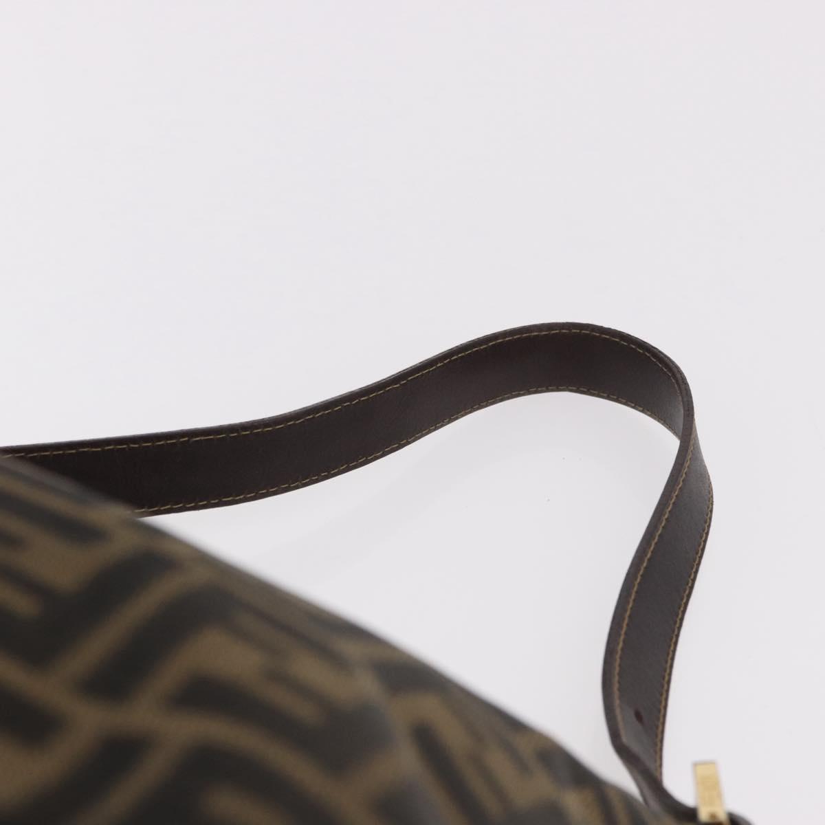 FENDI Zucca Canvas Mamma Baguette Shoulder Bag Black Brown gold Auth am11782V