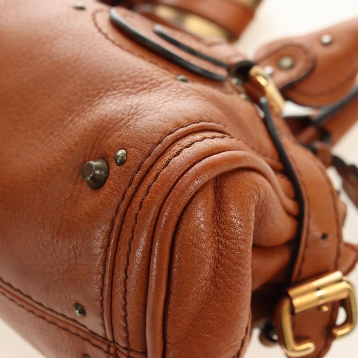 Chloe Paddington Mini Hand Bag Leather Brown Silver gold Auth am11785SAM