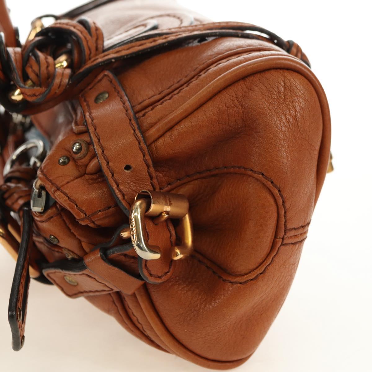 Chloe Paddington Mini Hand Bag Leather Brown Silver gold Auth am11785SAM