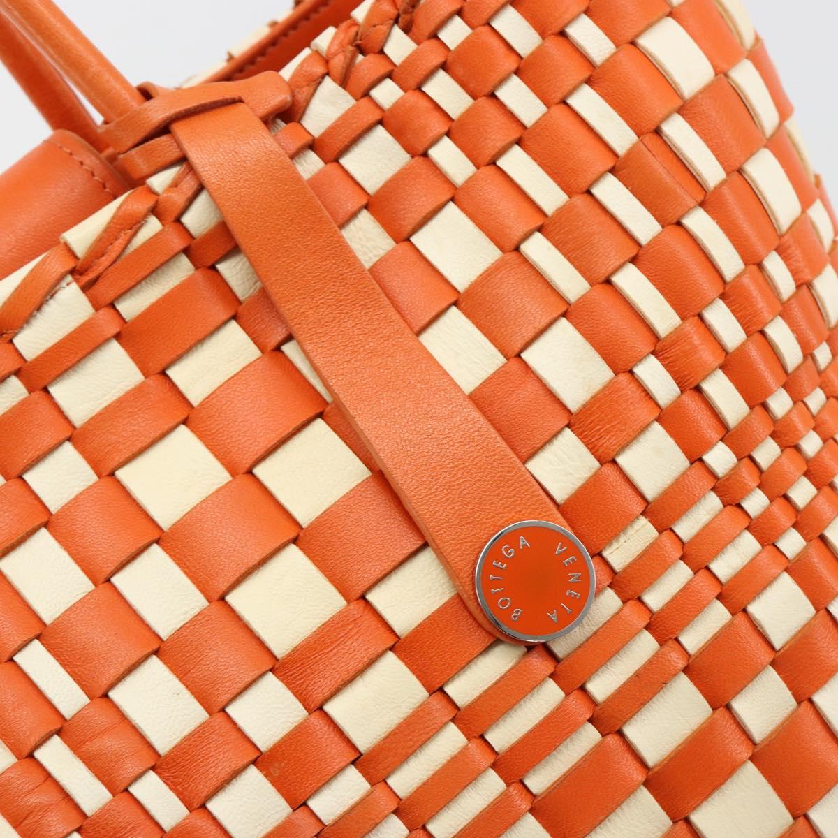 BOTTEGA VENETA INTRECCIATO Tote Bag Leather Orange Silver Auth am11786A