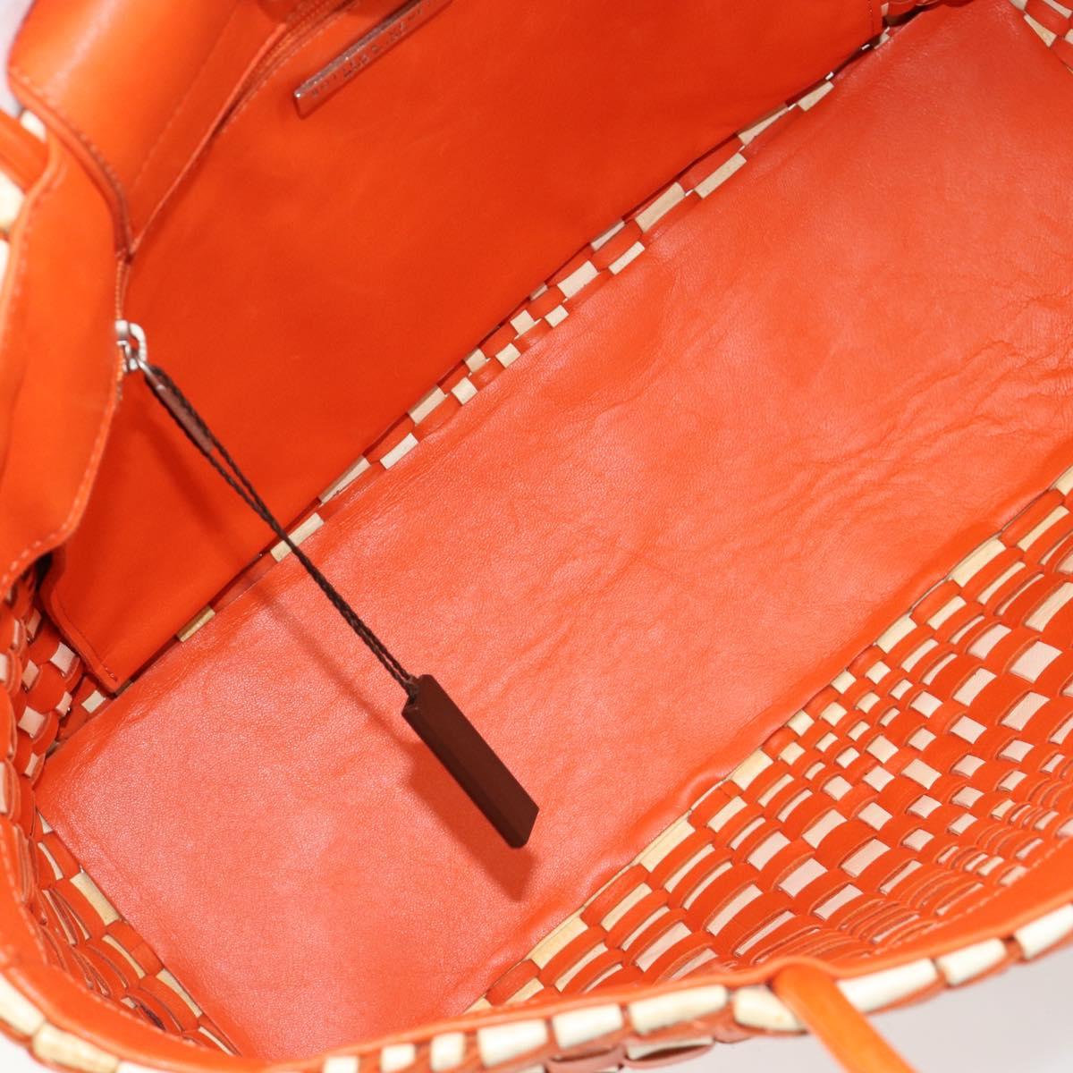 BOTTEGA VENETA INTRECCIATO Tote Bag Leather Orange Silver Auth am11786A