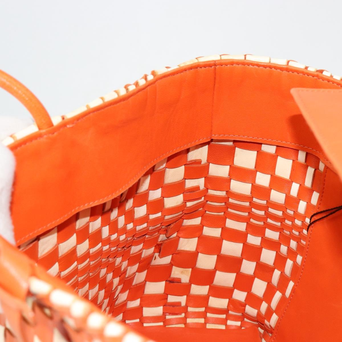 BOTTEGA VENETA INTRECCIATO Tote Bag Leather Orange Silver Auth am11786A