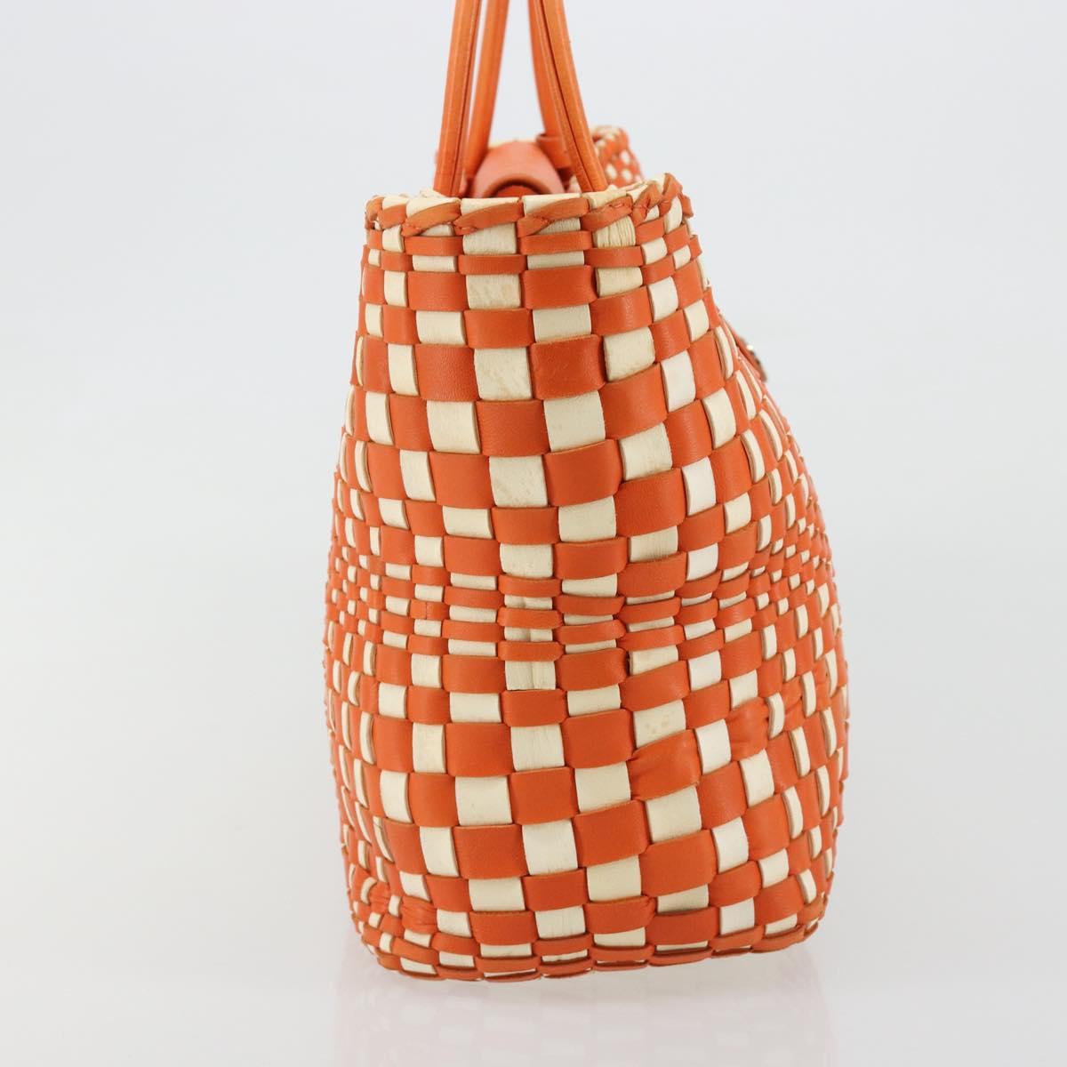 BOTTEGA VENETA INTRECCIATO Tote Bag Leather Orange Silver Auth am11786A