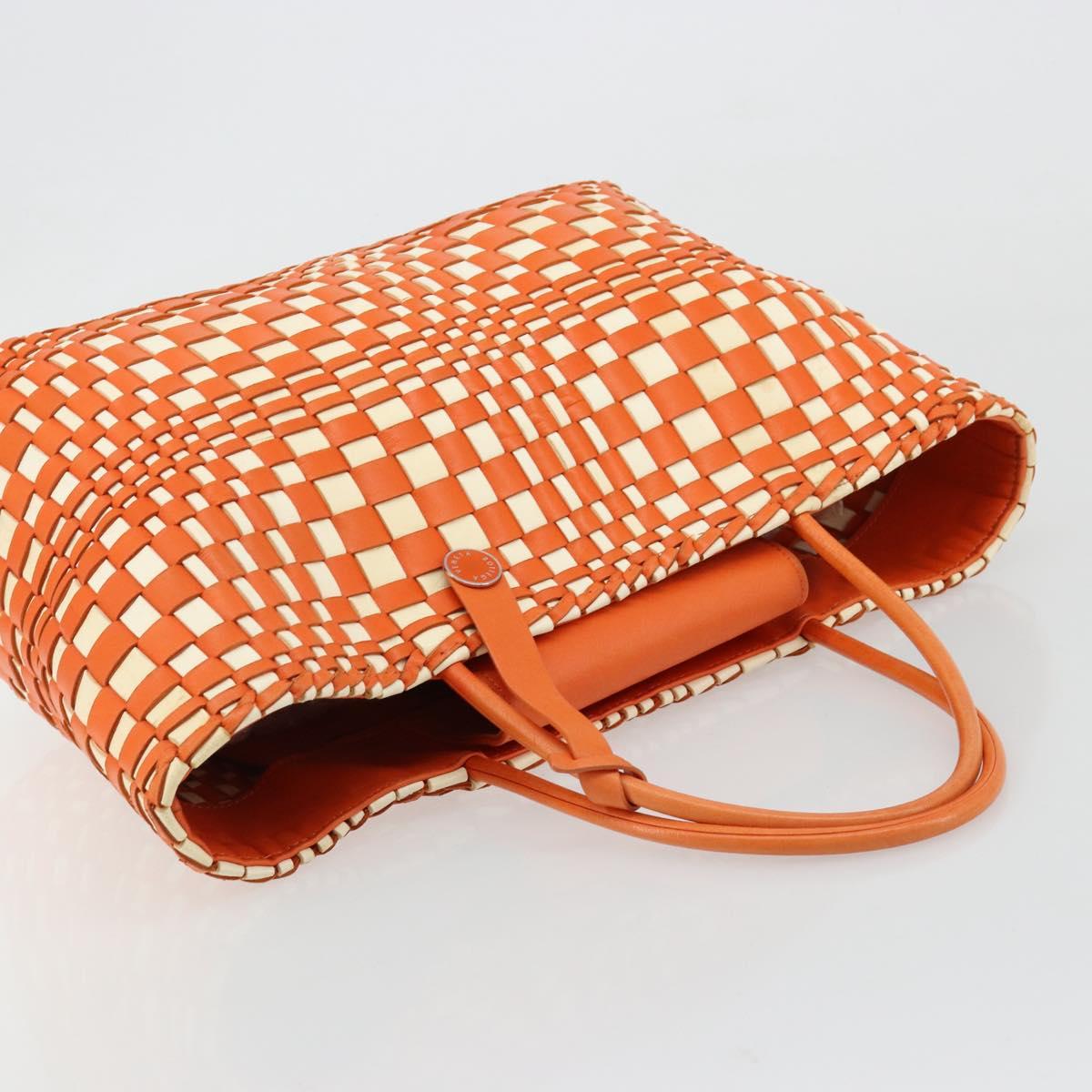 BOTTEGA VENETA INTRECCIATO Tote Bag Leather Orange Silver Auth am11786A