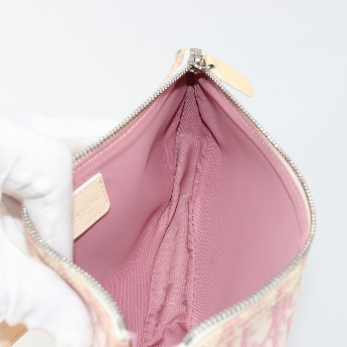 Christian Dior Trotter Canvas Saddle Pouch PVC Pink Silver Auth am11788A