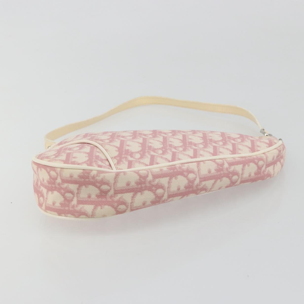 Christian Dior Trotter Canvas Saddle Pouch PVC Pink Silver Auth am11788A