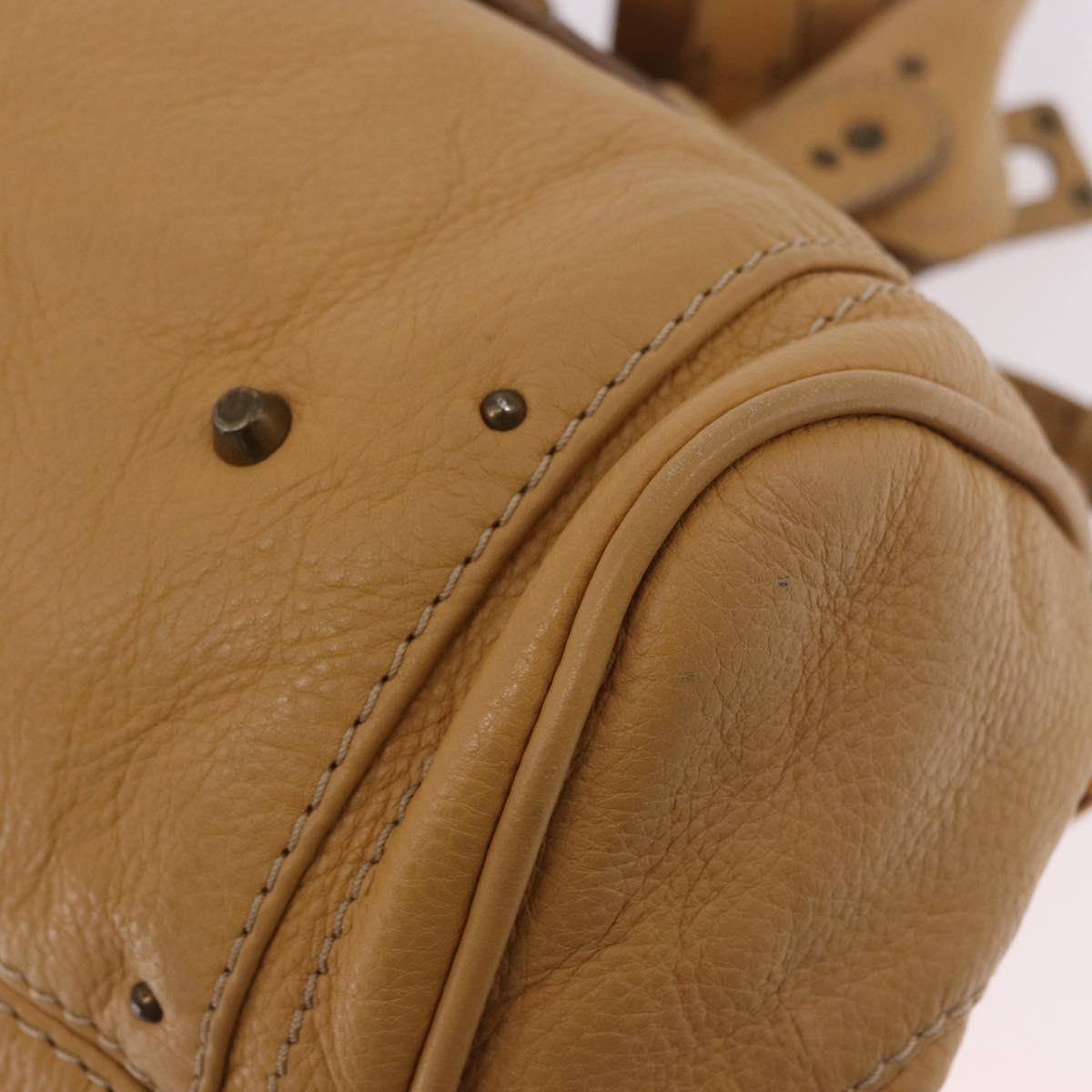 Chloe Paddington Hand Bag Leather Beige Gold Silver Auth am11792V