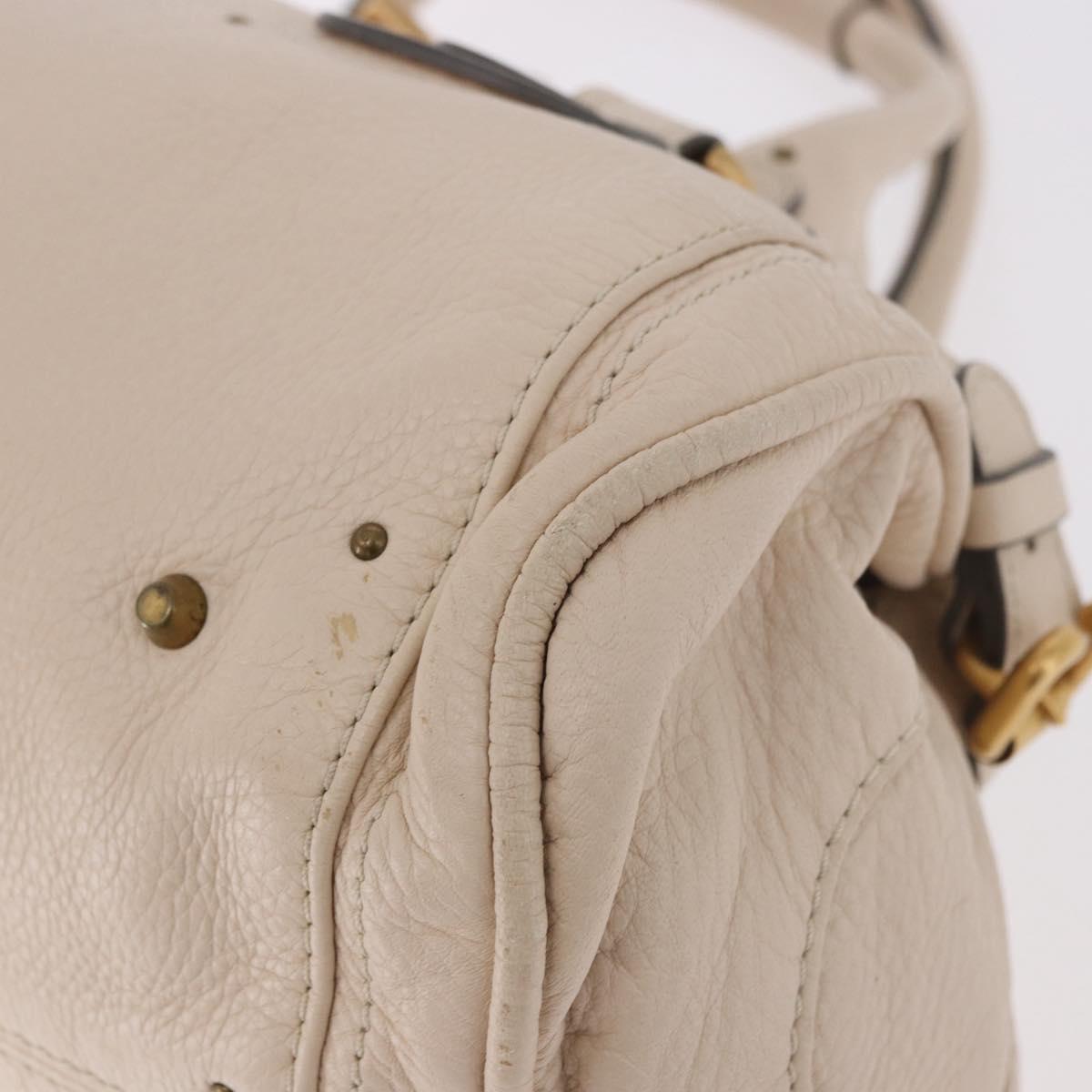 Chloe Paddington Hand Bag Leather Ivory Silver Gold Auth am11793V