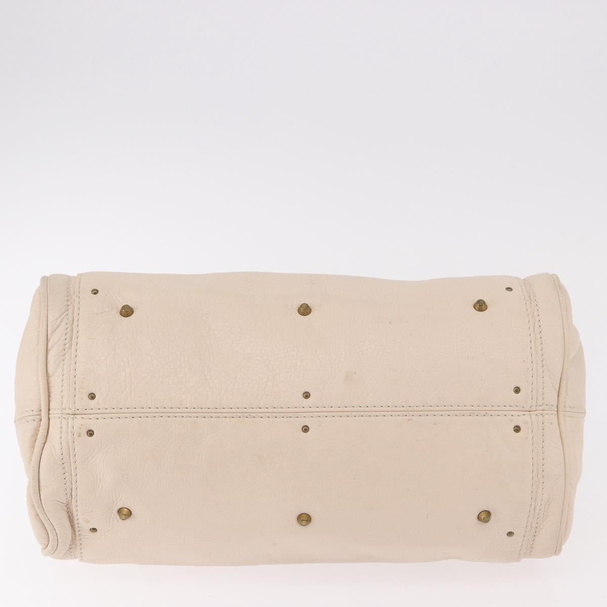 Chloe Paddington Hand Bag Leather Ivory Silver Gold Auth am11793V