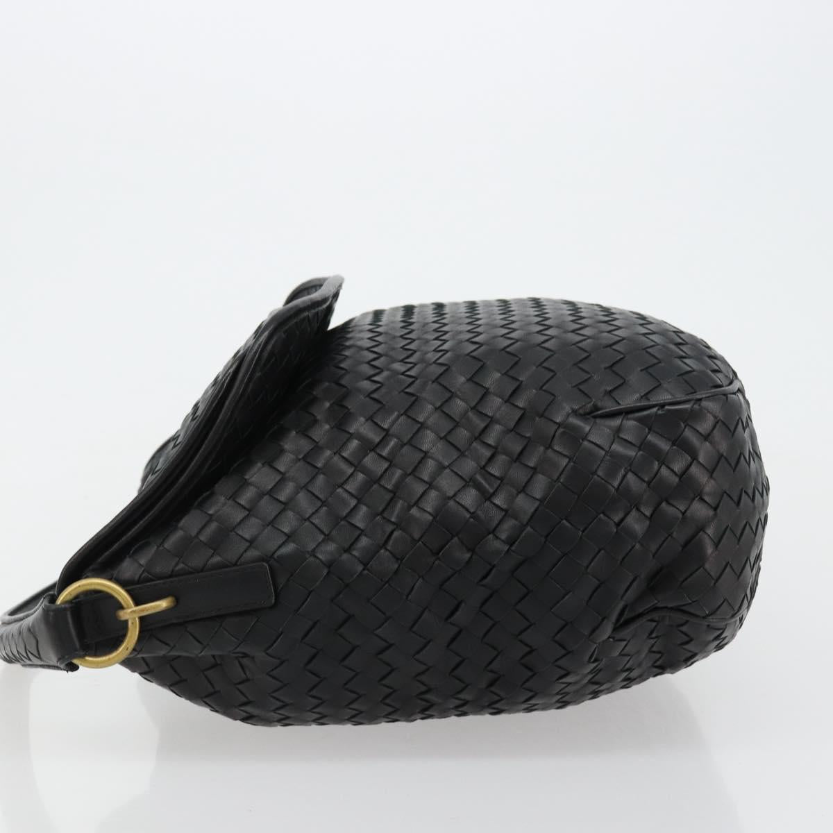 BOTTEGAVENETA INTRECCIATO Shoulder Bag Leather Black 174741 Auth am11794SM