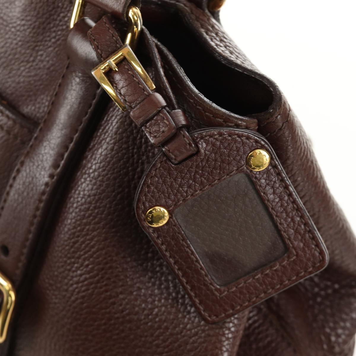 PRADA Shoulder Bag Leather Brown Gold BR3050 Auth am11796V