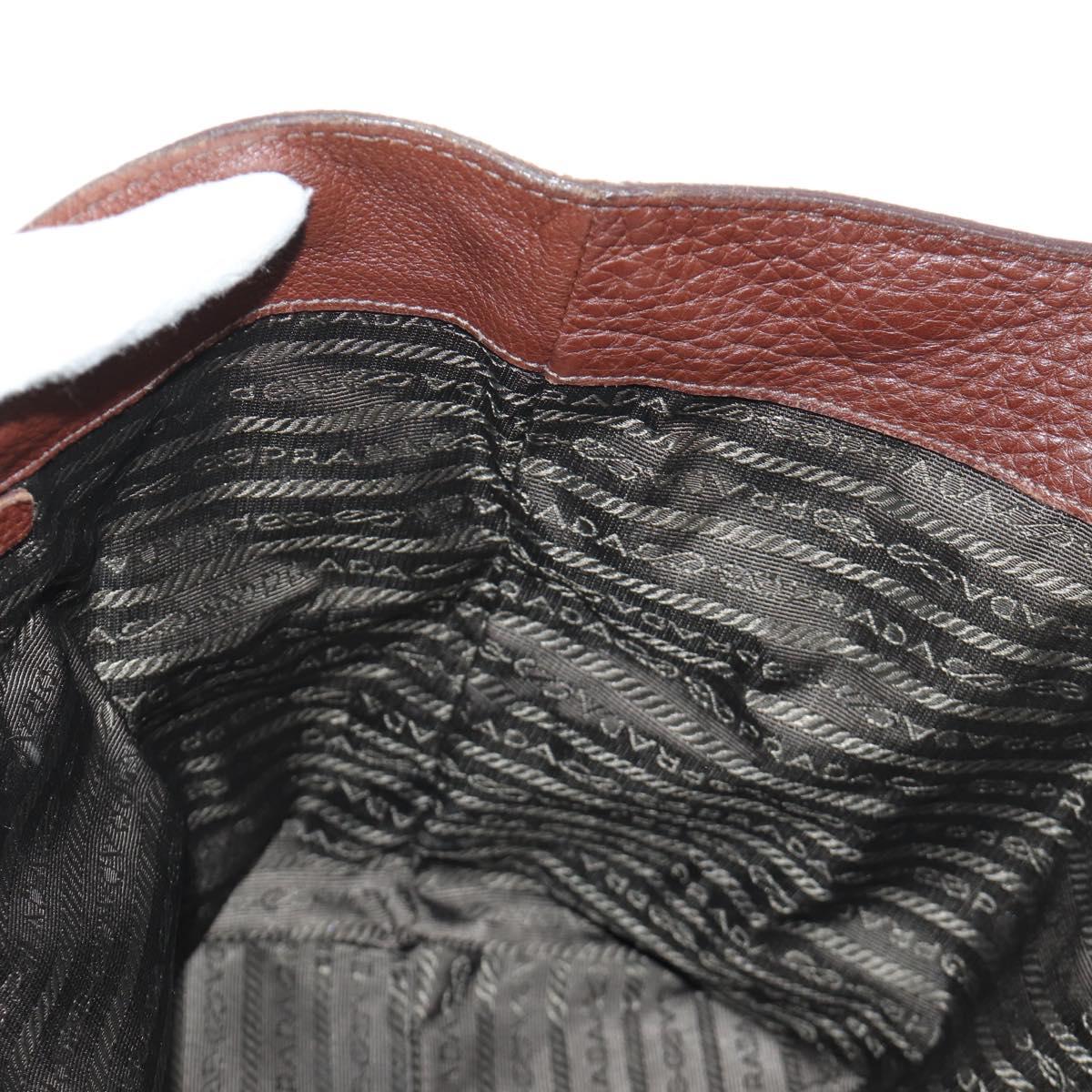 PRADA Shoulder Bag Leather Brown Gold BR3050 Auth am11796V