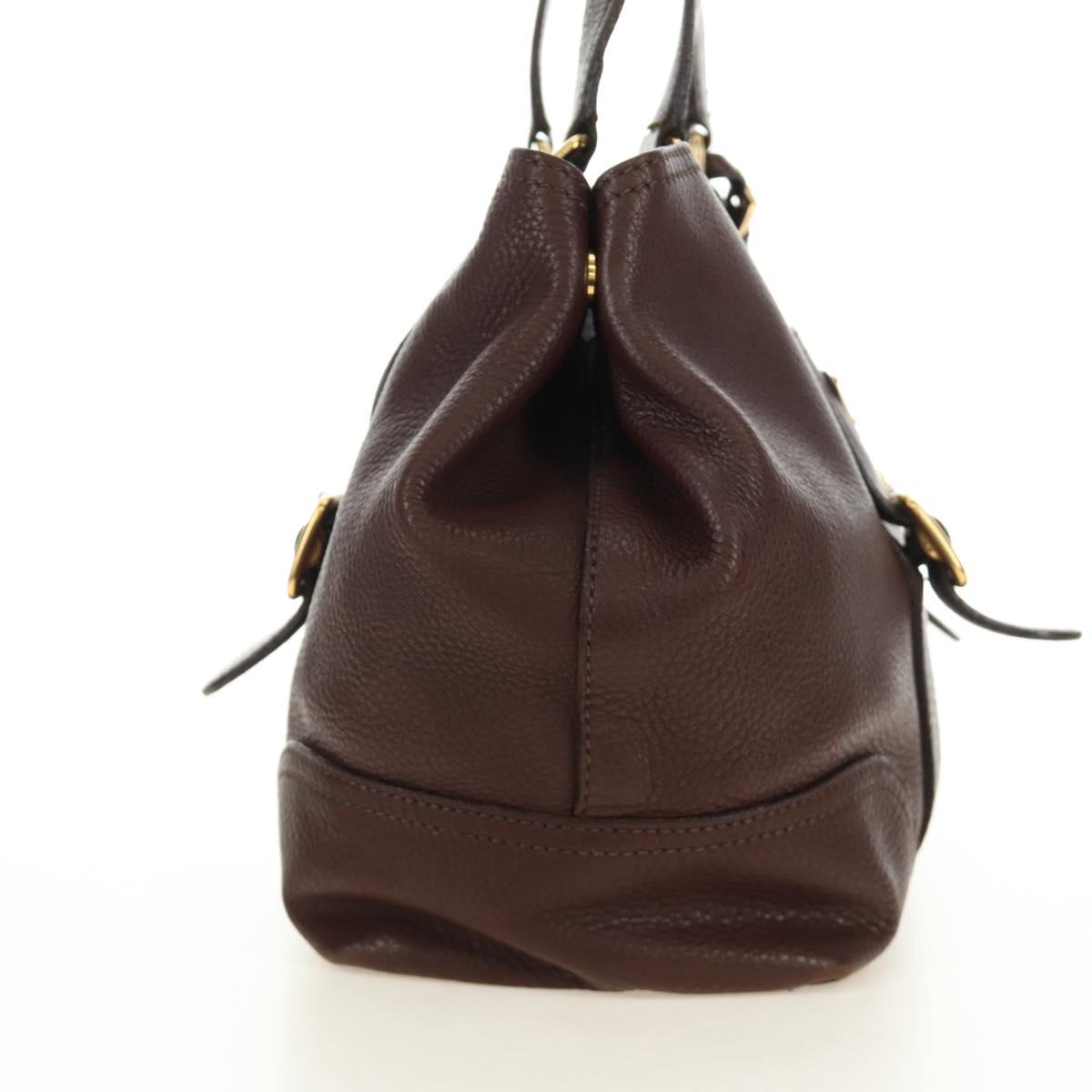 PRADA Shoulder Bag Leather Brown Gold BR3050 Auth am11796V