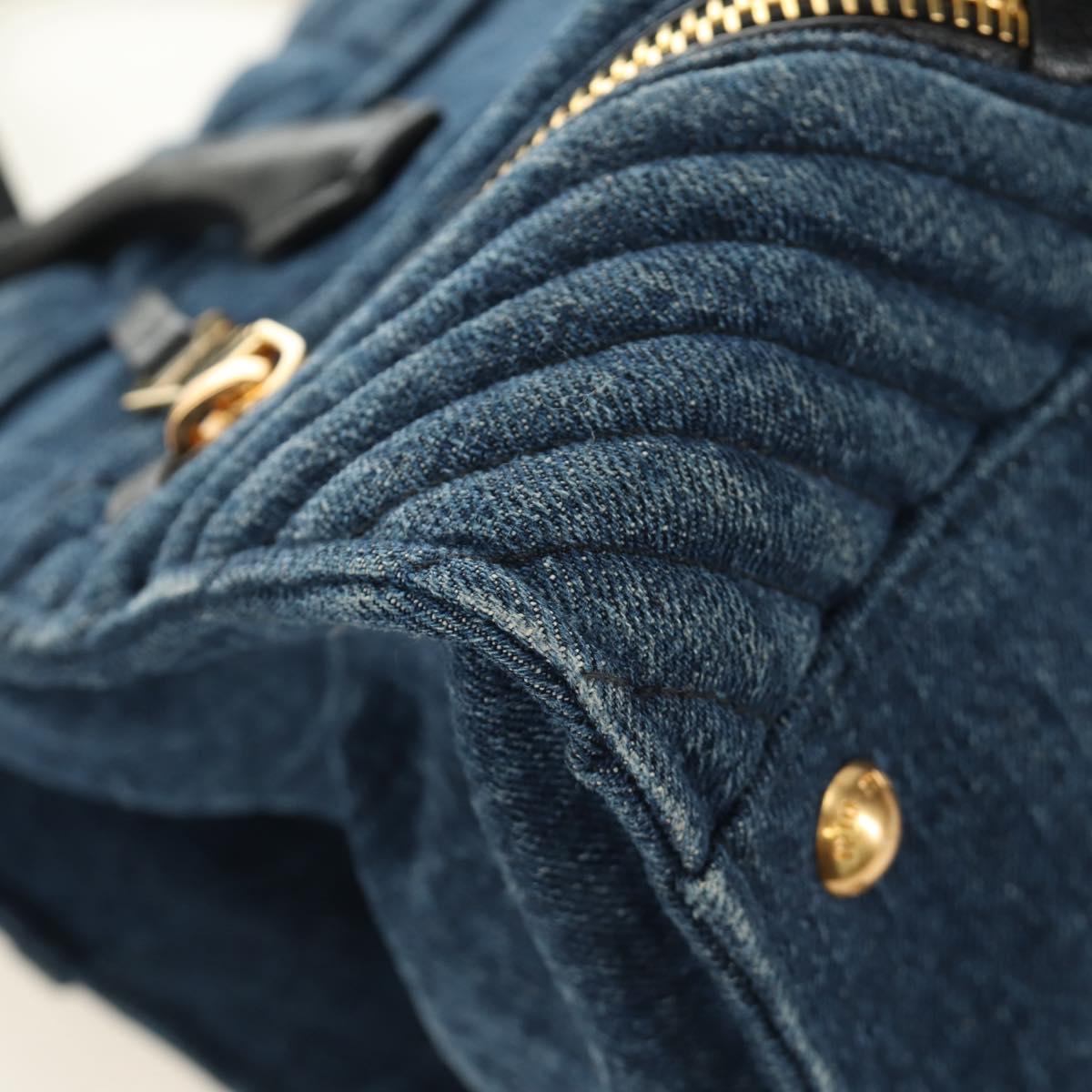 Miu Miu Hand Bag Denim 2way Navy Gold Auth am11797SAV