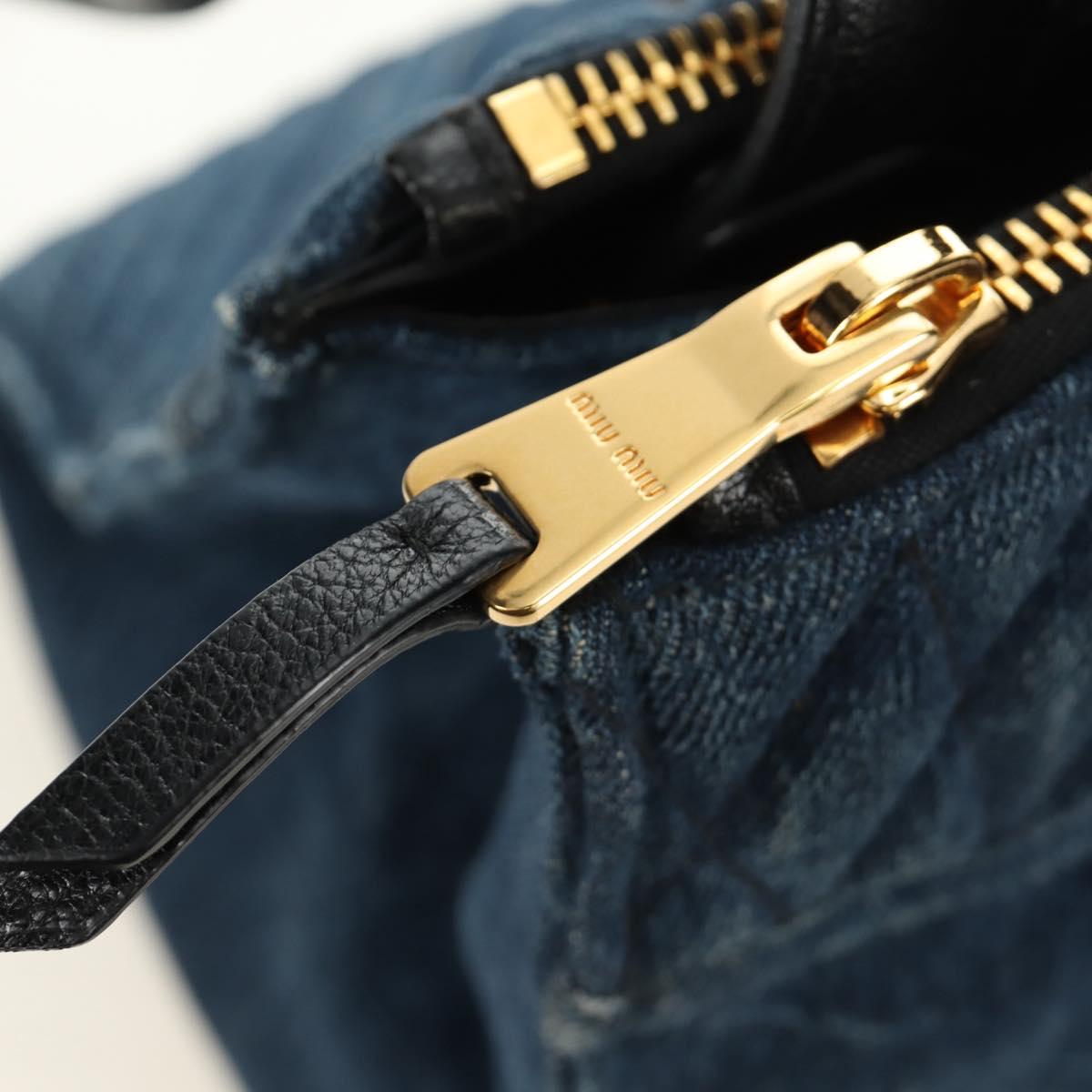 Miu Miu Hand Bag Denim 2way Navy Gold Auth am11797SAV