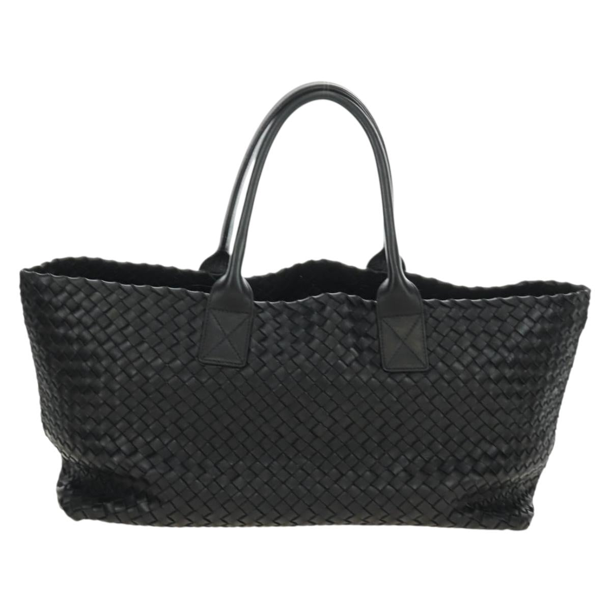 BOTTEGA VENETA INTRECCIATO Cabas MM Hand Bag Leather Black 115664 Auth am11798SM