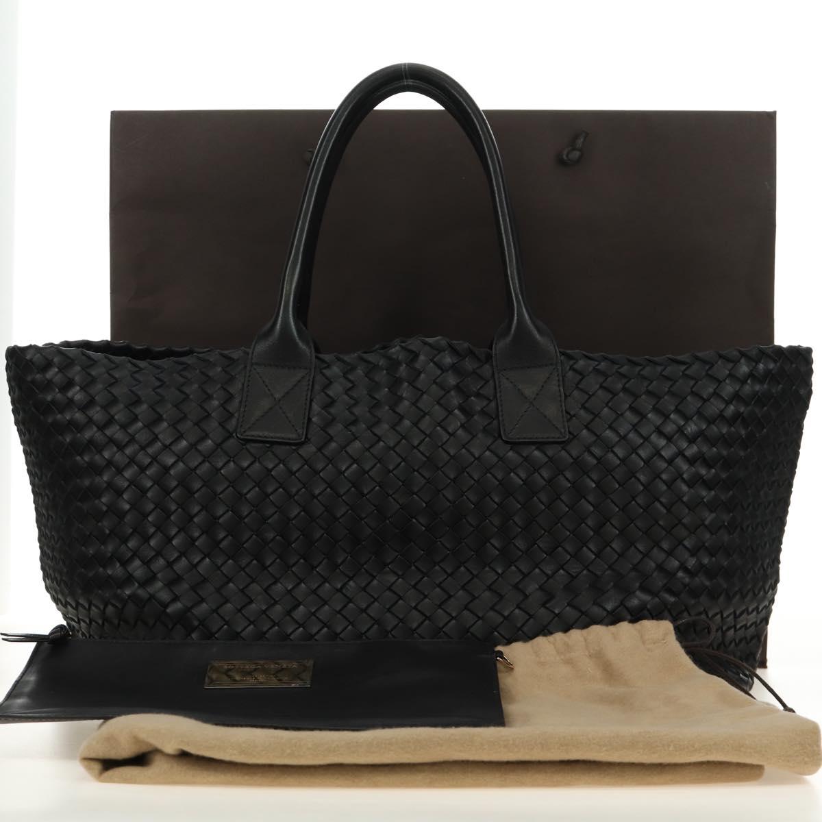 BOTTEGA VENETA INTRECCIATO Cabas MM Hand Bag Leather Black 115664 Auth am11798SM