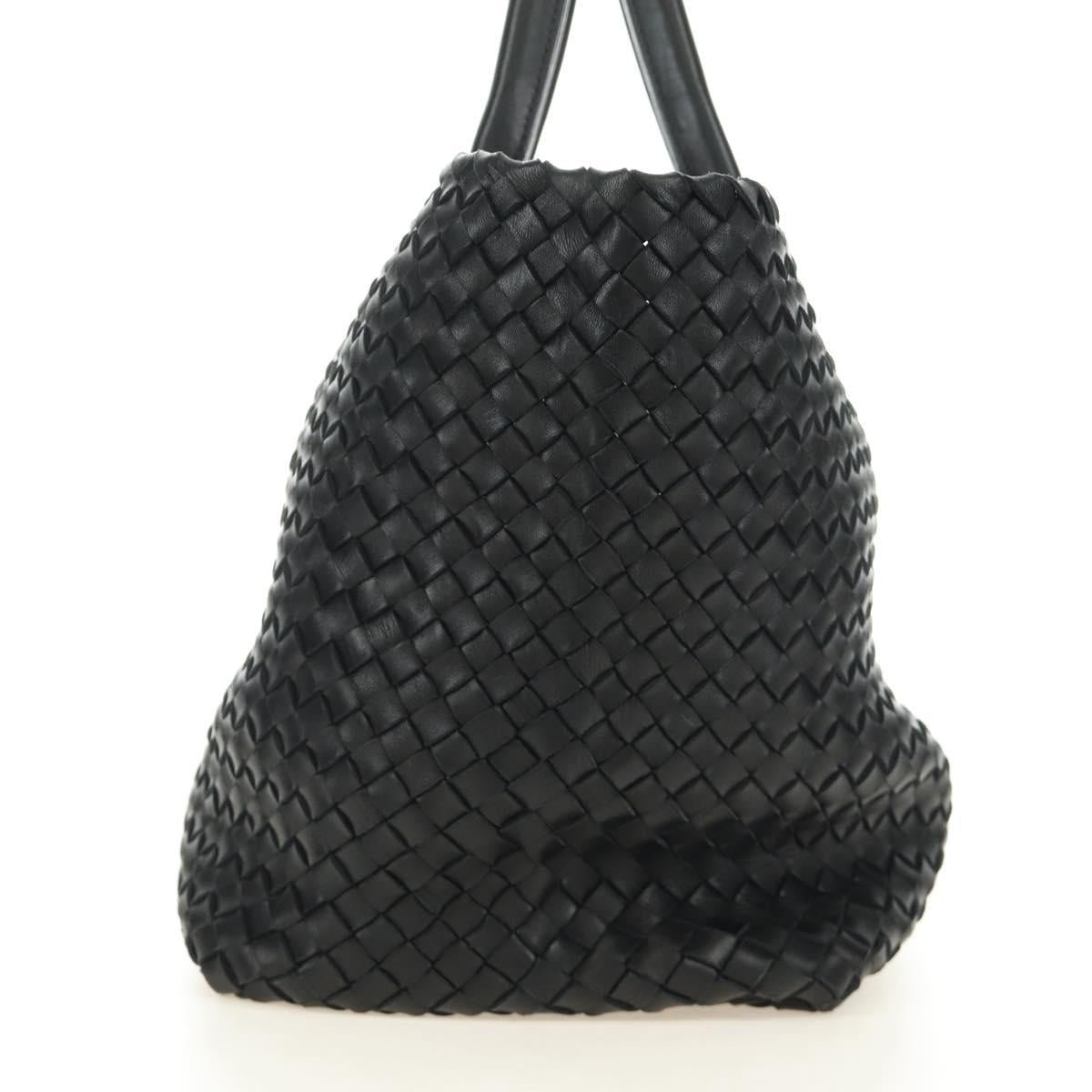 BOTTEGA VENETA INTRECCIATO Cabas MM Hand Bag Leather Black 115664 Auth am11798SM