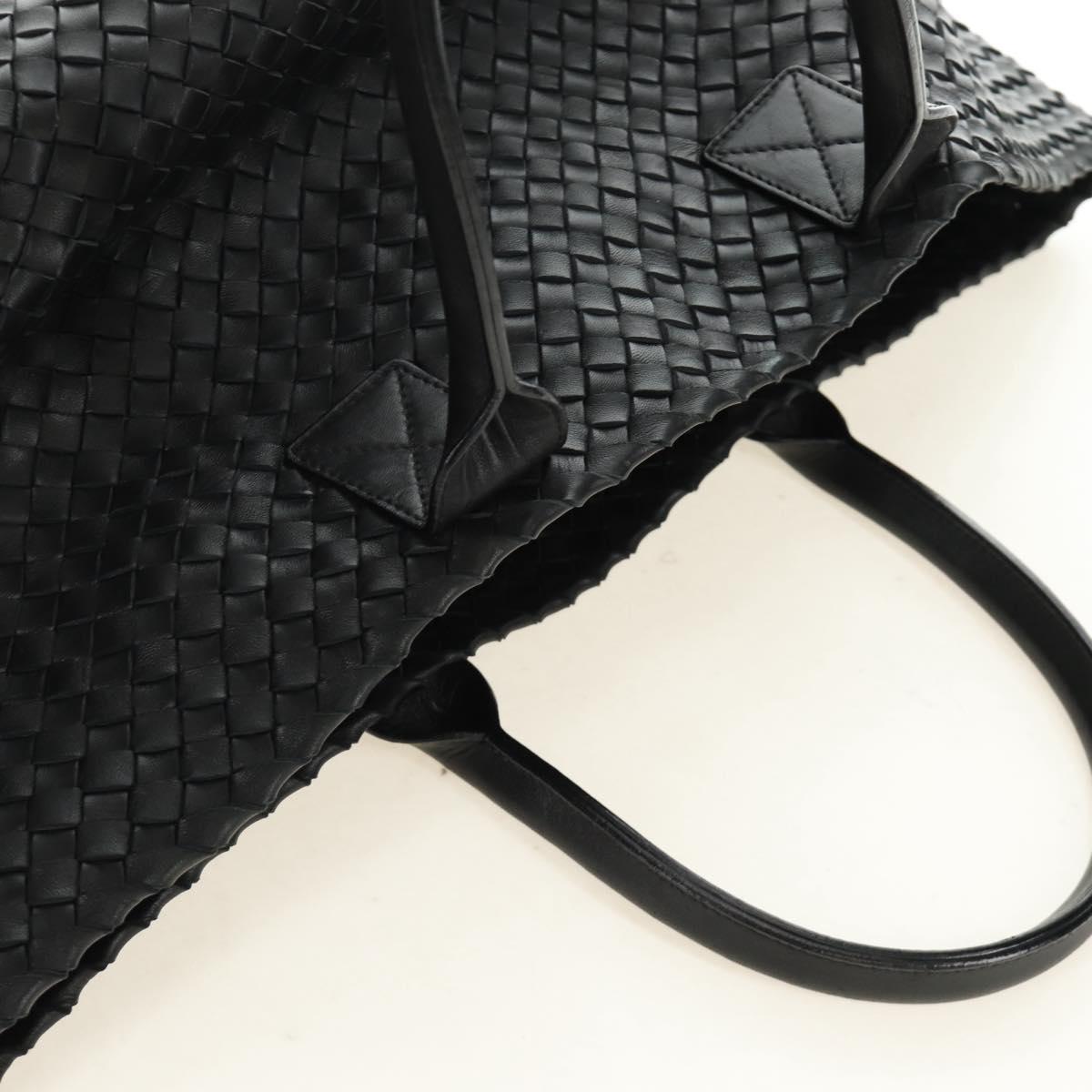 BOTTEGA VENETA INTRECCIATO Cabas MM Hand Bag Leather Black 115664 Auth am11798SM