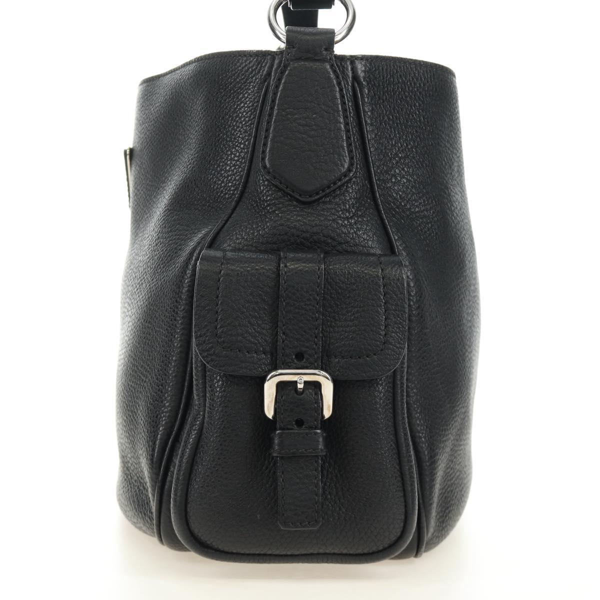 PRADA Shoulder Bag Leather Black Silver Auth am11799V