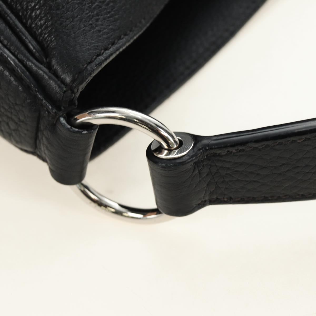 PRADA Shoulder Bag Leather Black Silver Auth am11799V