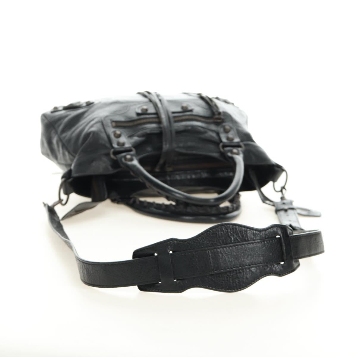 BALENCIAGA The Town Hand Bag Leather 2way Black 240579 Auth am11800SAM