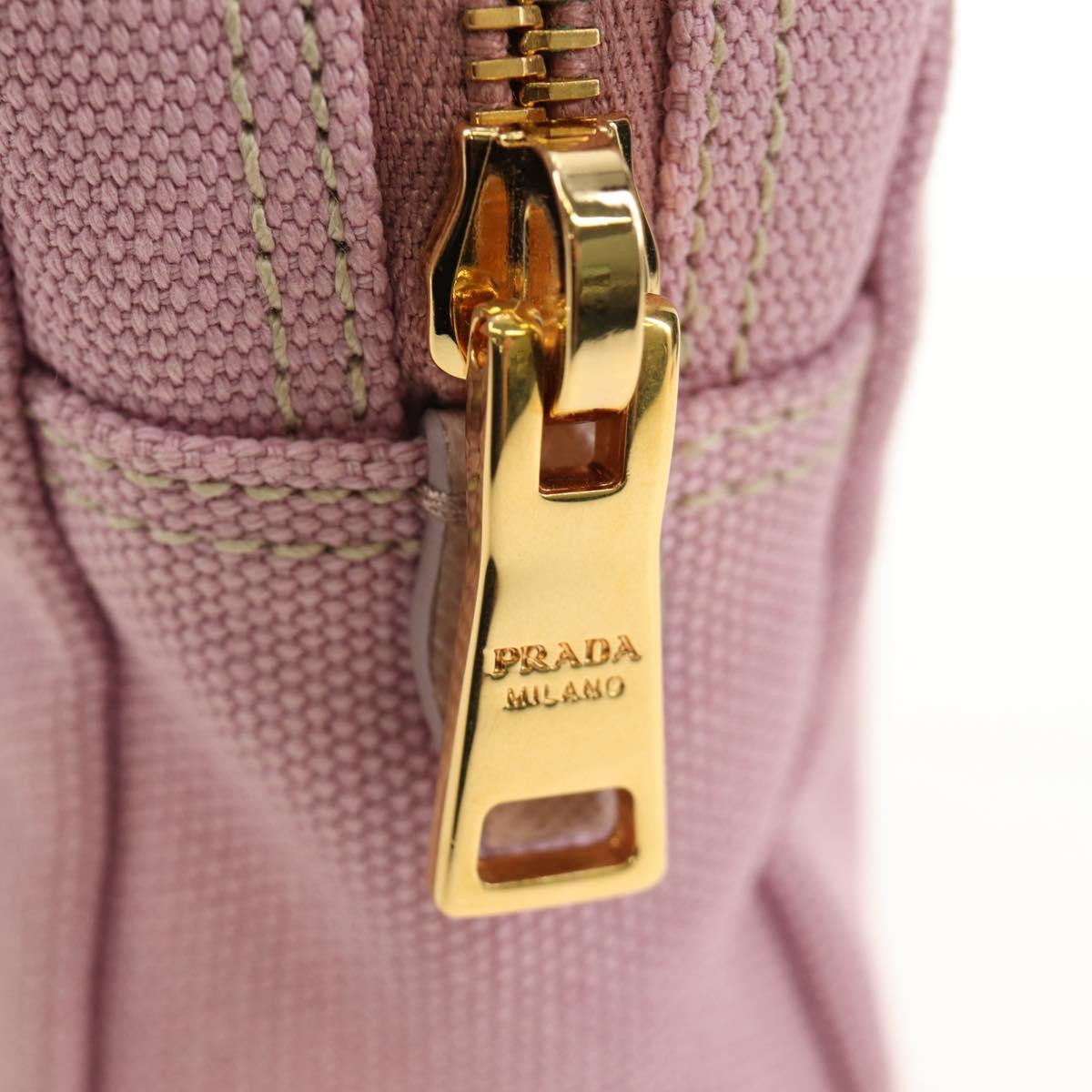 PRADA Canapa Pouch Canvas Pink Gold Auth am11802V