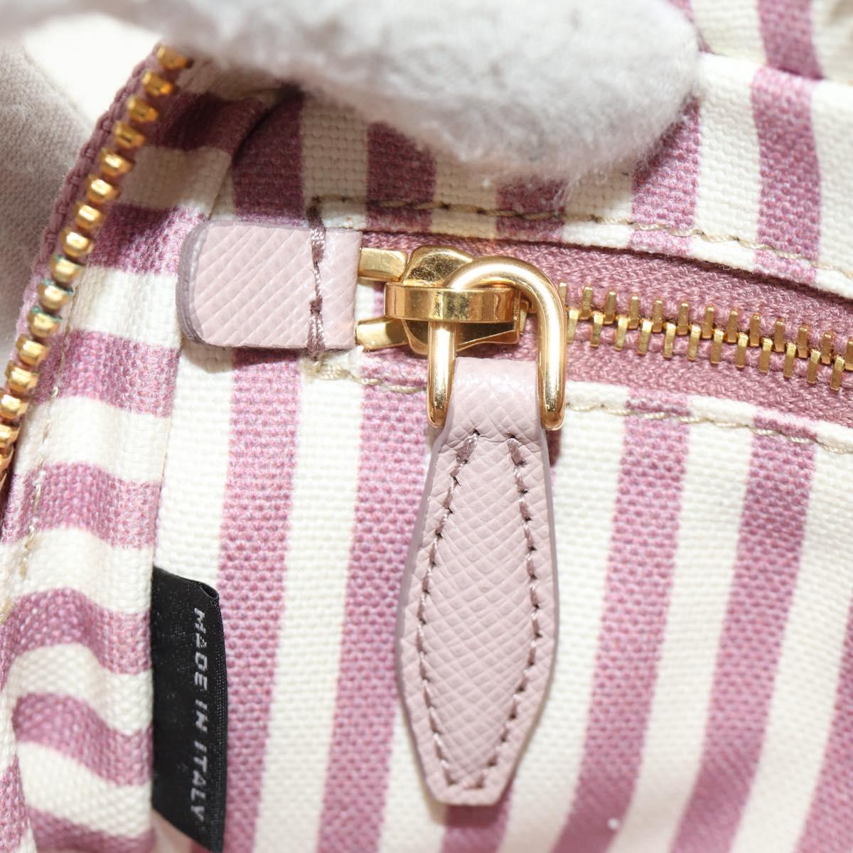 PRADA Canapa Pouch Canvas Pink Gold Auth am11802V