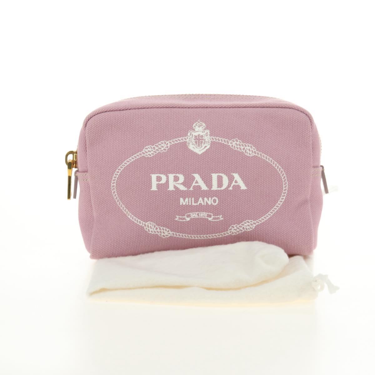 PRADA Canapa Pouch Canvas Pink Gold Auth am11802V